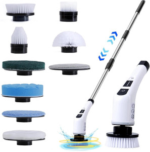 FLUDDER 9 in 1 Electric Spin Scrubber,Cleaning Brush Scrubber for Home,Replaceable Heads Sponge Wet and Dry Brush