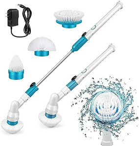 DGENTERPRISE Spin Brush Floor Scrubber, Cordless Shower Scrubber with Adjustable Extension Plastic Dry Brush