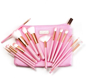 MINARA Makeup Brush Applicator Set of 15 with Premium Leather Pouch
