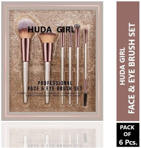 हुडा गर्ल Beauty Face & Eye Brush Set of 6 | Synthetic Fibres | Easy Blending