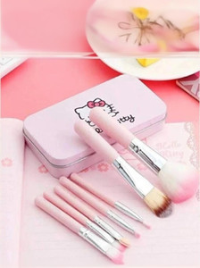 Komorebi Hello Kitty Complete Makeup Mini Brush Kit set of 7 With A Storage Box, PINK