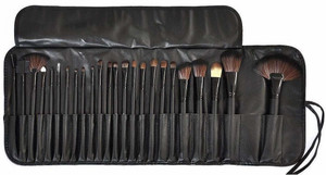 SKINPLUS Professional Wood Make Up Brushes Sets With Leather Storage Pouch
