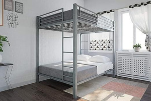 Z H Handicrafts Twin Over Full Bunk Bed Frame with Ladder, Metal Bed Frame Metal Bunk Bed