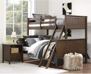 APRODZ Mango Wood Bussbe Kids Bunk Beds with Ladder for Bedroom | Brown Finish Solid Wood Bunk Bed