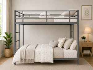 Auxiliary ®™|Sigma Bunk Bed for Junior/Adult with Guard Rail, Space-Saving, Noise Free Metal Bunk Bed