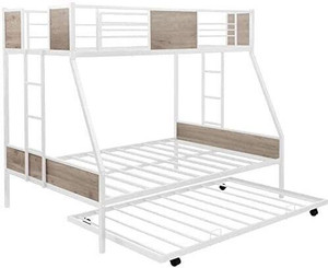 MARTINDECOR Bunk Bed Frame for Kids|| Wood Twin Over Twin Bunk Bed with Ladder Metal Bunk Bed