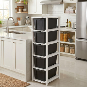 MAXTID Home Organizer Plastic Almirah Plastic Free Standing Cabinet