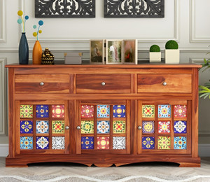 CLANECRAFT Solid Sheesham Wood Side Board Cabinet/Tv Unit For Living Room/Bedroom / Hotel | Solid Wood Free Standing Sideboard