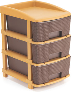 Vallaree 3 Layer Plastic Modular Storage Drawer Organizer Brown Plastic Free Standing Chest of Drawers