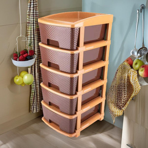 JEMS STORE Wooden Type Large Plastic Standing Chest of Drawers 5 Layer For Storage Plastic Free Standing Cabinet