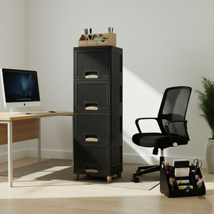 Zeekty 4 Layer Black Plastic Chest of Drawers - Image 6