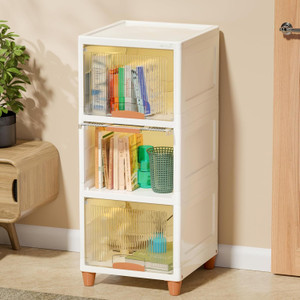 Velfree Plastic Wardrobe Organizer/Foldable Cupboard for Storage/Stackable Storage Plastic Free Standing Cabinet