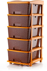 KAVIRA SUPER_5XL_BROWN Plastic Free Standing Chest of Drawers
