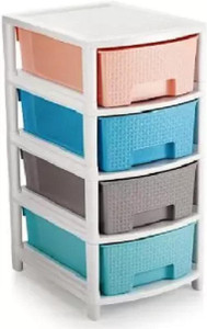 SIDDHESHWAR TRADING Modular 4 Layer Drawer Storage Organizer for Home/Bedroom and Kitchen ( Multi ) Plastic Free Standing Cabinet