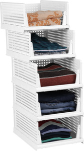 Marmik 5 Layer Foldable Sliding Drawer Organizer Wardrobe Cupboard for Clothes Plastic Free Standing Cabinet