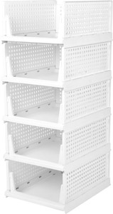 Finner Plastic Foldable and Stackable Closet Drawer Organizer for Clothes (Pack of 5) PVC Collapsible Wardrobe