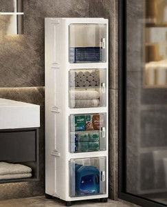 Sasimo 4 Layer Foldable Cabinet Plastic Cupboard For Storage Modular Drawer Plastic Free Standing Cabinet