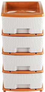 KHODIYAR PLASTOWARE Plastic 4 XL Drawer Free Standing Storage Cabinet Multipurpose Organizer Plastic Free Standing Chest of Drawers