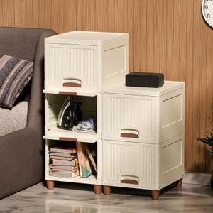 PALAK 5 Layer Foldable Cabinet Plastic Cupboard For Storage Plastic Modular Drawer Plastic Free Standing Cabinet