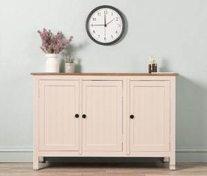 Woodefly Woodefly Solid Mango Wood Sideboard Cabinet- 3 Doors Solid Wood Free Standing Sideboard