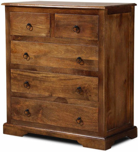 UNITEK FURNITURE Antique Sheesham Wood Standing Chest of 5 Drawers for Living Room ( Brown , Natural Finish) Solid Wood Free Standing Chest of Drawers