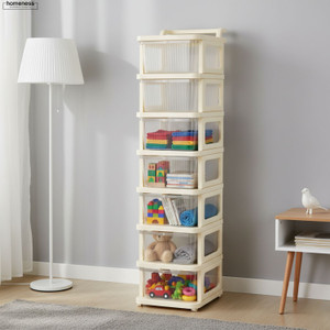 Homeness 7 Layer Plastic Storage Drawer Organizer with Wheels, Modular Cabinet Plastic Free Standing Chest of Drawers