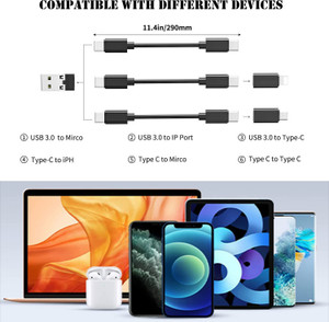 smooth life 3-in-1 Cable 0.3 m Fast Charging Cable for Mobile Phones With Multipurpose Cable & Premium Material