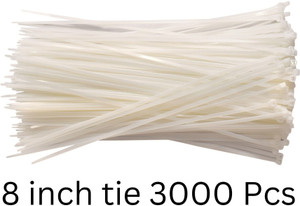 optik vision gold Cable Ties 8 Inch { 300 Pcs } Nylon Zip Ties Self Locking With Heavy Duty White 200 × 3.2 mm Nylon Standard Cable Tie