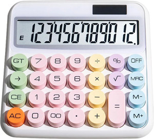 PORMONO Creative Colorful Electronic Calculator Big Round Buttons Calculator Big Round Buttons, Typewriter-Inspired Mechanical Key Calculator Financial Calculator