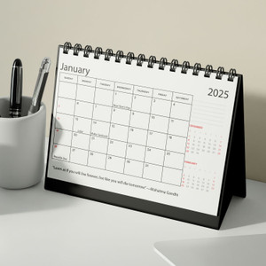 Kaameri Bazaar Black Wiro January 2025 to December 2025 Desk Calendar with Motivational Quotes 2025 Table Calendar