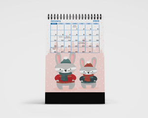 AccuPrints Rabbit Desk-FL 2026 Table Calendar