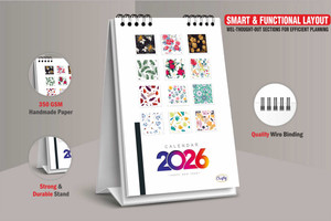 Crafty Table Top Desk Standing Calendar Desk Calendar Floral Pattern Desk Calendar 2025 Table Calendar