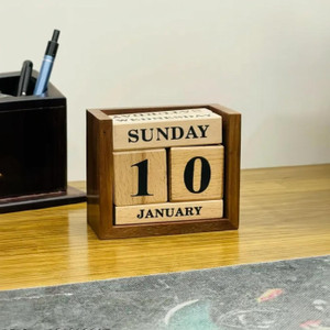 Rana creation mart Wooden office calendar in antique design 2026,27,28,29,30 Table Calendar