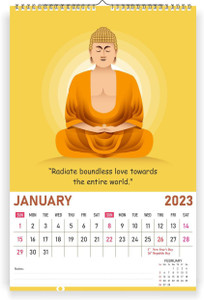 Zoozoartz buddha Theme - 12 x 18 inches I 12 Pages Wall Hanging Calendar ( Z10 ) 2023 Wall Calendar