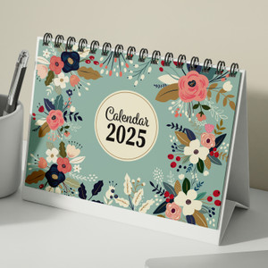 Kaameri Bazaar Floral Desk Calendar With inspirational quotes 12 Months Includes notes section 2025 Table Calendar