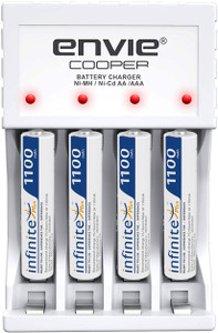 Envie Fast Charger ECR 20MC with AAA Rechargeable Batteries | For AA & AAA Ni-Cd & Ni-mh Rechargeable Batteries With LED Indicator | Compatible with Power Banks Travel Adapter  Camera Battery Charger