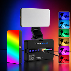 Todayshine M160 RGB LED Video Light with Clip for Selfie, Content Creators ,Rechargeable 1250 lx Camera LED Light