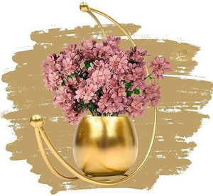 GRHANDICRAFTS Designer Moon Shape Vase Gold Metal (Size: 26X26) Iron 1 - Cup Tealight Holder