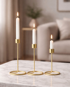 Decombert Modern Iron Taper Candle Stand for Home Décor & Festive Decoration Iron 3 - Cup Candle Holder Set