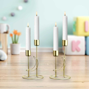 EVERYTHING EXPORTS EVE Metal Candlestick Desktop Pillar Candle Holder Iron 2 - Cup Candle Holder
