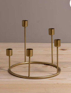 EVERYTHING EXPORTS 5 in 1 Metal Candlestick Desktop Pillar Candle Holder Gold Plated 5 - Cup Candle Holder