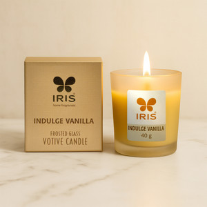 IRIS Indulge Vanilla Frosted Shot Glass Scented Candle