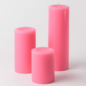 Smooth line Smooth Scented Pure Wax Pillar Candle Home Decoration Candles (Set of 3) (Pink) Candle