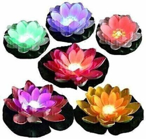 Digi Shubh Water Floating Smokeless Candles & Lotus Flowers Sensor Led TeaLight Unbreakable for Outdoor and Indoor Decoration - Pack of 6 Candle (Multicolor, Pack of 6) Candle