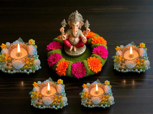 House of Kushalini Tea Light Candle Holder Traditional Design Handmade in India Decorative Candle
