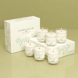 Floryn Decor Luxe Vanilla Scented Glass Votive Candles for Home Decor | Smokeless Soy Wax Candle