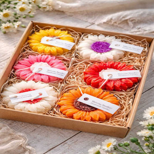 shivrae studio Sunflower Candle SoyWax Scented Pack of 6 Piece Candle