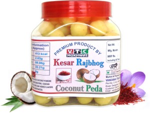VTC Tasty Pure Real Milk Kesar Coconut Peda, Kesar Coconut Ladoo Plastic Bottle
