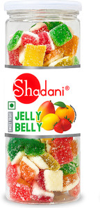 Shadani Assorted Fruit Jelly Candy Soft Sugar Confectionery Cubes Jar Mixed Fruit (Orange, Lemon, Mango, Strawberry) Jelly Candy (215 g) - Image 1