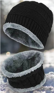 M John's Solid, Self Design, Embellished, Woven Beanie Cap